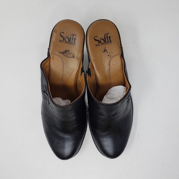 SOFFT Black Leather Mules Slip On Clogs Shoes 8.5 - Picture 3 of 9